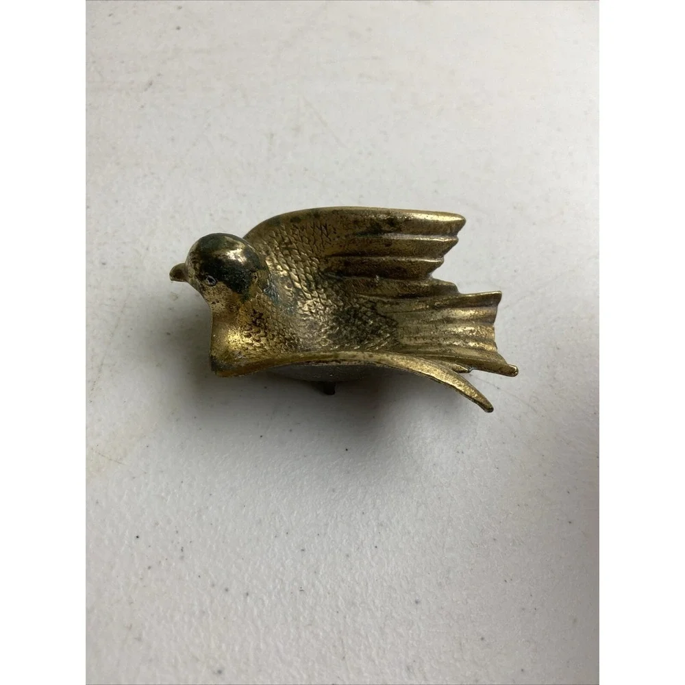 BRASS BIRD PIPE OR TRINKET HOLDER Stamped‎ MADE IN ISRAEL Vintage